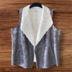 Metallic Silver Faux Fur Vest
